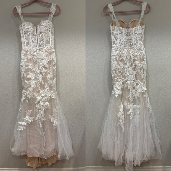 Sz 4 NWOT Lulus Endless Dedication White Embroidered Off-the-Shoulder Maxi Dress - Picture 6 of 10